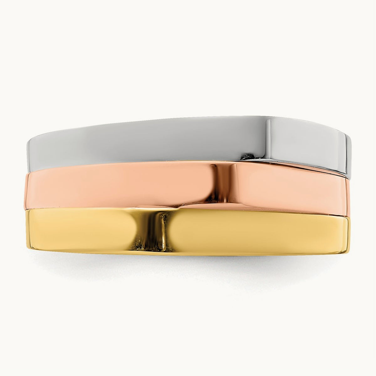 Tri-Color Triple Peaked Top Band, 14K