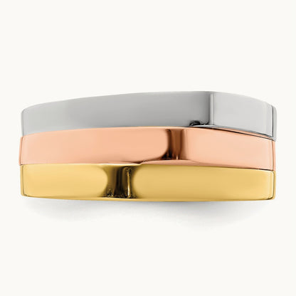 Tri-Color Triple Peaked Top Band, 14K