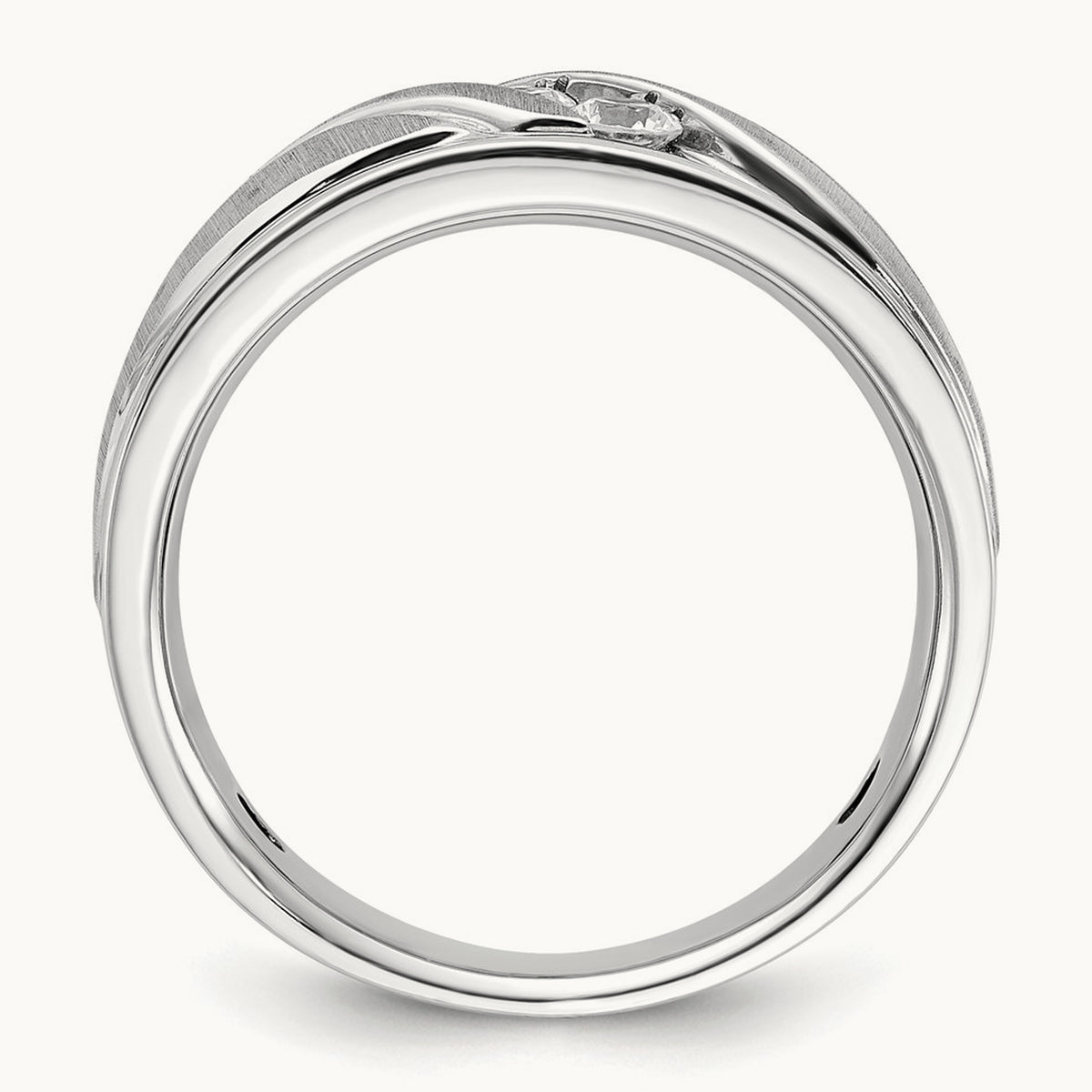 Polished/Grooved Men's Ring, 0.25 ct tw Lab-Grown Diamond