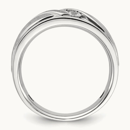 Polished/Grooved Men's Ring, 0.25 ct tw Lab-Grown Diamond