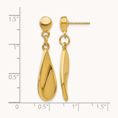 Tear Drop Dangle Post Earrings, 14K