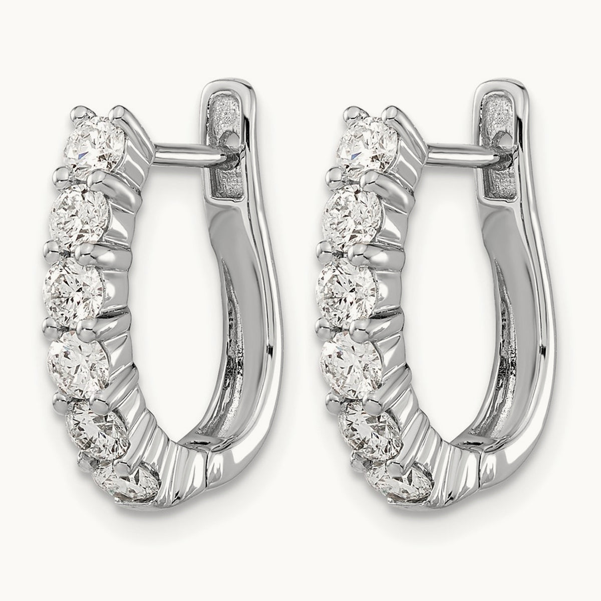 Diamond Hinged Hoop Earrings, 14K White Gold