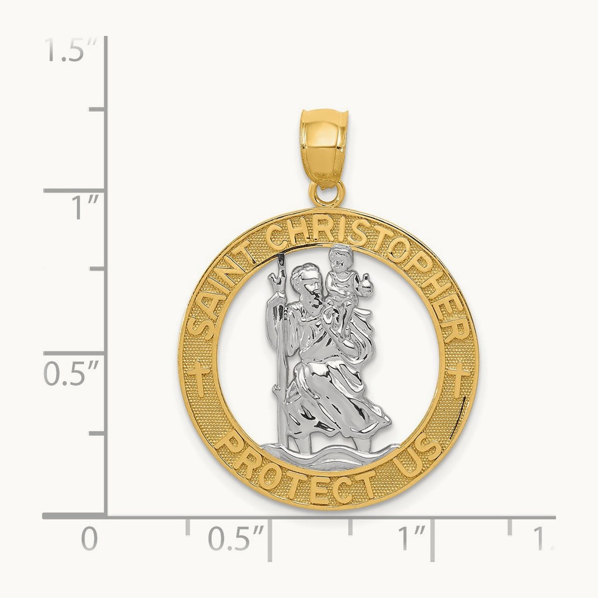 St Christopher Pendant with rhodium — 31.75mm