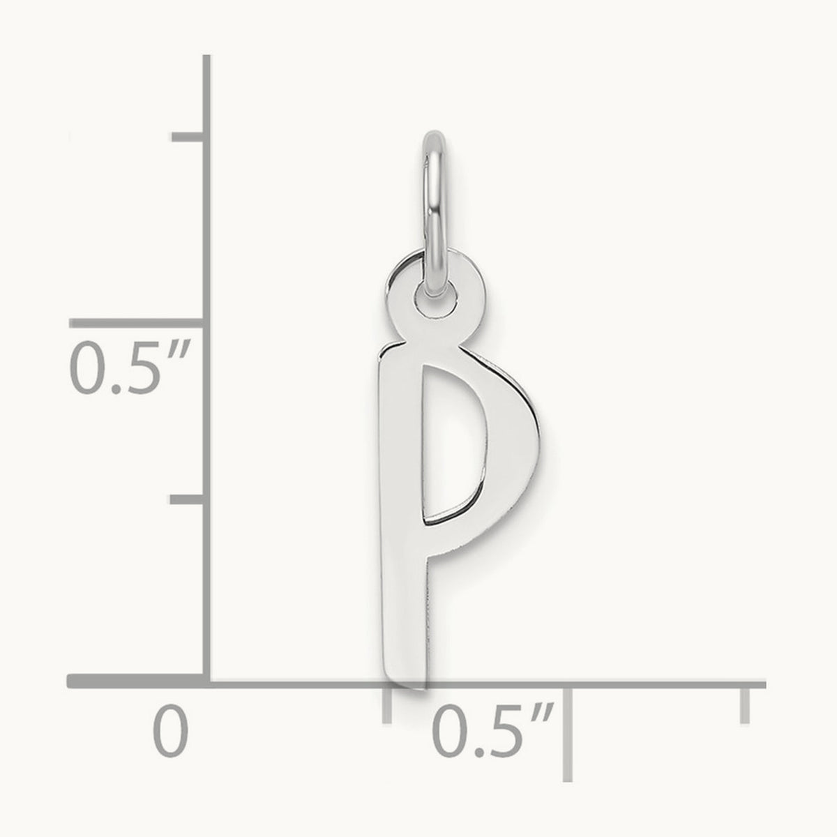Slanted Block Initial Charm — 14K White Gold, P