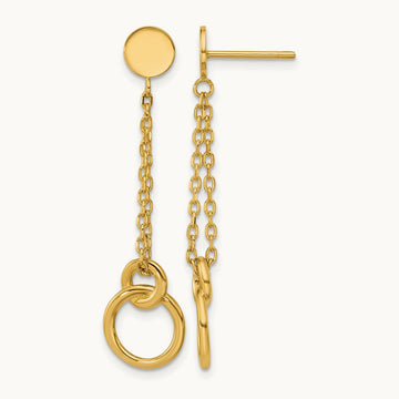 Polished 2-Strand Double Circle Post Dangle Earrings, 14K — Leslie's