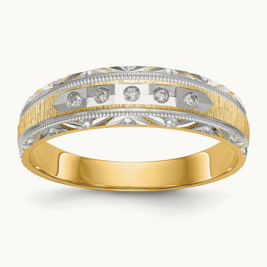 AA Quality Trio Mens Complete Wedding Band, 14K