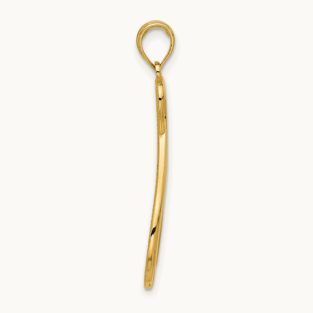 Polished Awareness Ribbon Pendant, 14K