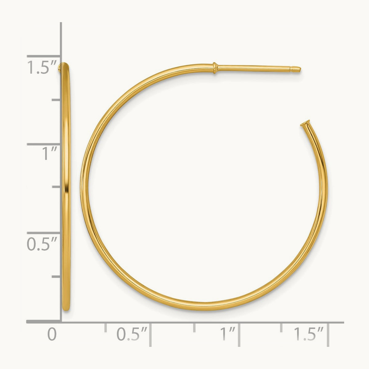 1.2 x Polished Post Hoop Earrings, 35mm, 14K