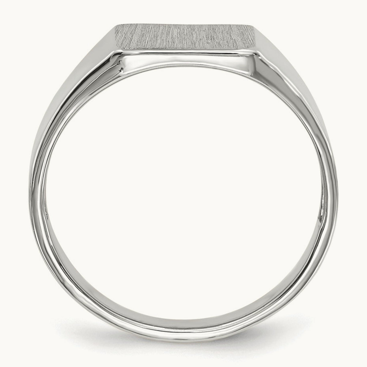 8.5x9. Open Back Signet Ring, 5mm, 14K White Gold