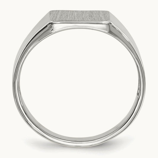 8.5x9. Open Back Signet Ring, 5mm, 14K White Gold