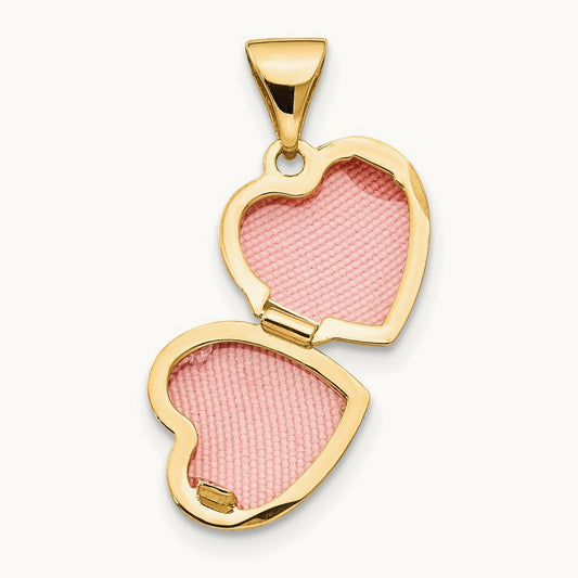 Scroll Border Heart Locket, 10mm, 14K
