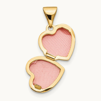 Scroll Border Heart Locket, 10mm, 14K