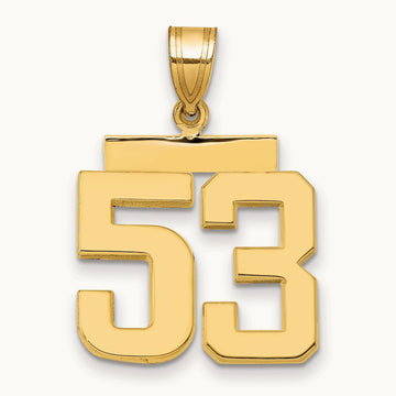 Medium Polished Number 53 Charm, 14K