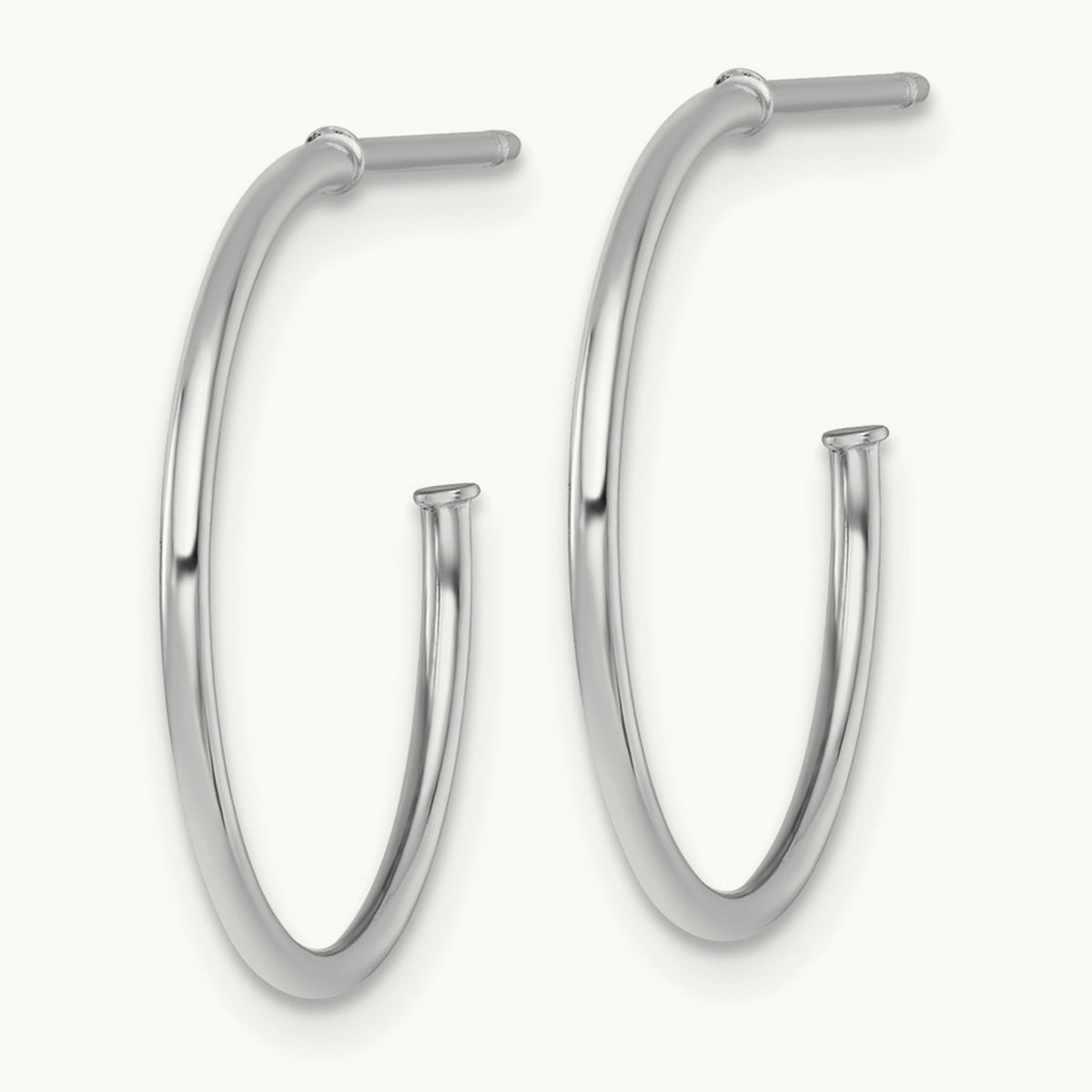 1.2 x Polished Post Hoop Earrings — 14K White Gold