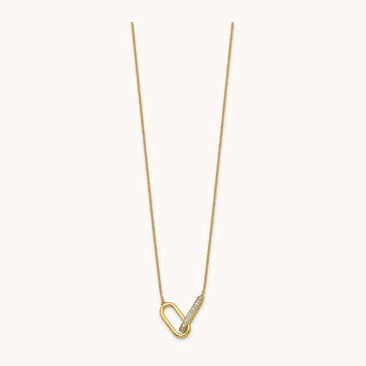 Polished Diamond Link Fashion Necklace, 14K