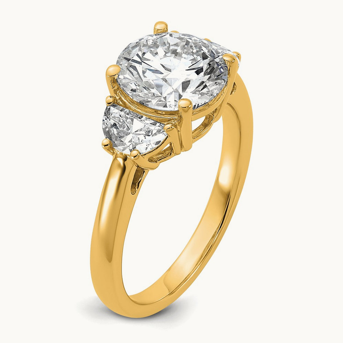 Round 3 Stone Engagement Ring, 1.25-4.00 ct tw Lab-Grown Diamond — 3 1/8 ct, 14K Yellow Gold