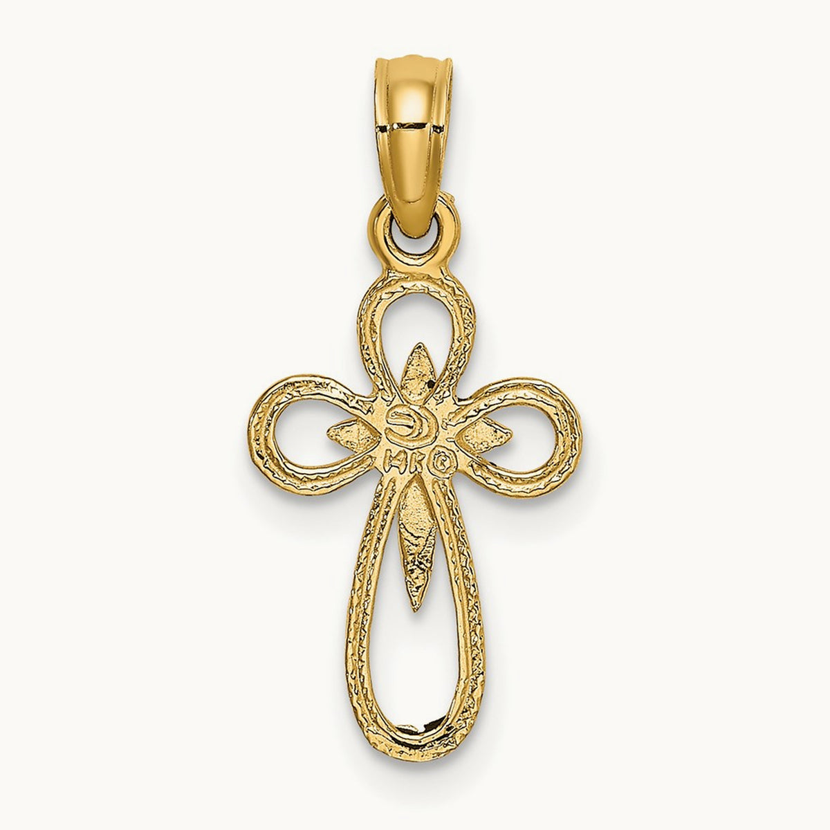 Cut-Out Cross w/ Small Interior Cross Charm, 14K