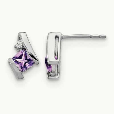 Cushion Amethyst and Diamond Earrings — photo set