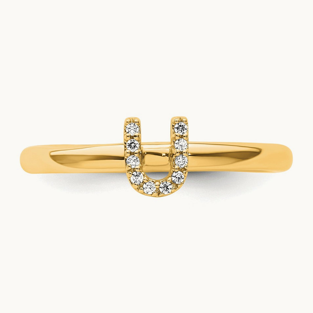 Stackable Diamond Ring — 14K Yellow Gold, U