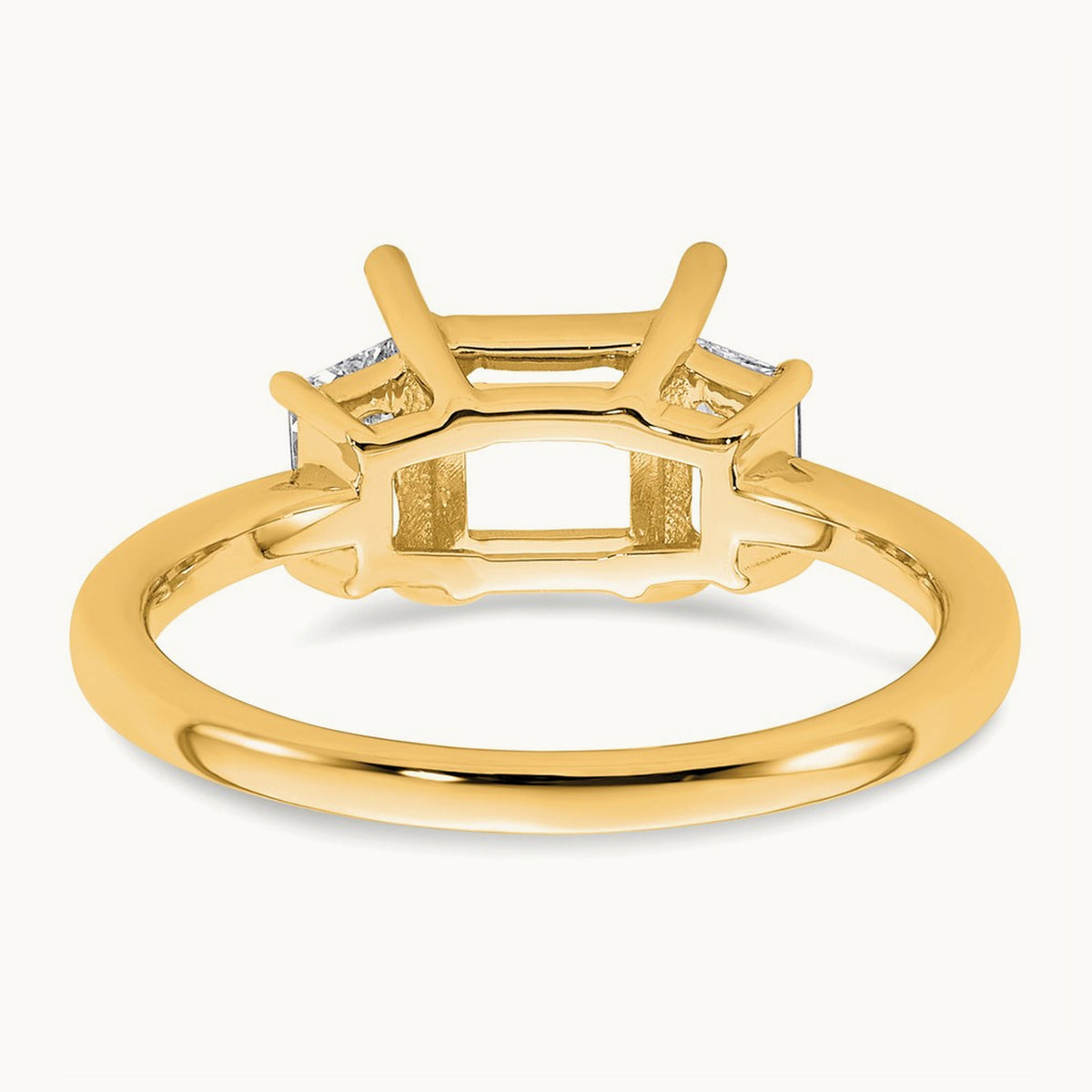 Trapezoid Princess Semi-Mount Engagement Ring — 14K Yellow Gold, 1/2 ct, 7