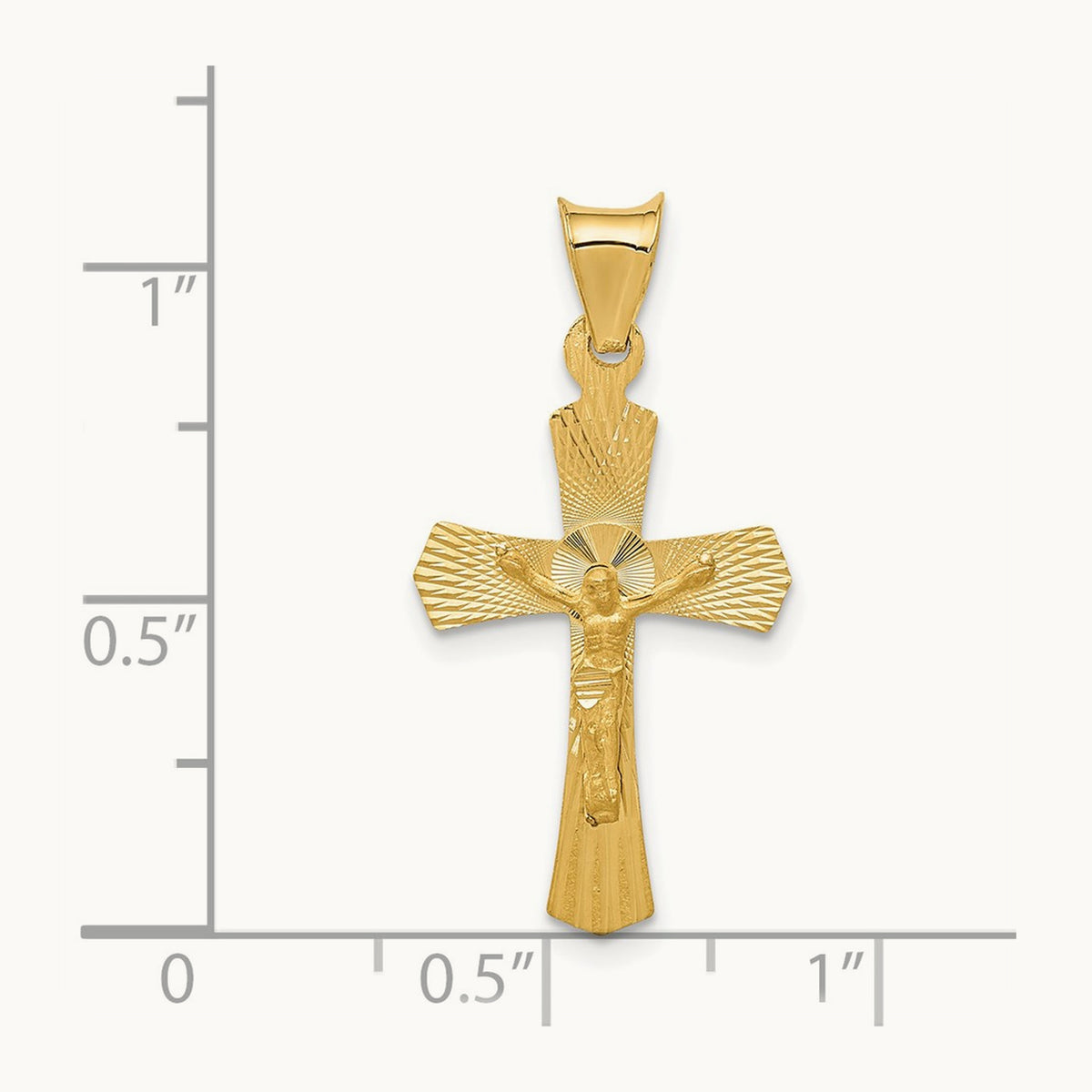 Polished Satin and D/C Crucifix Pendant, 14K