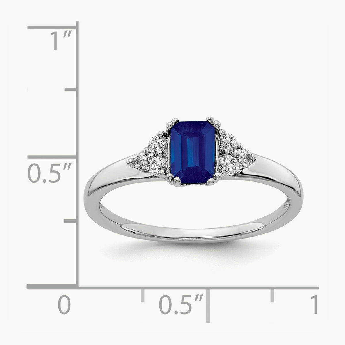 Diamond and Sapphire Ring, 14K White Gold