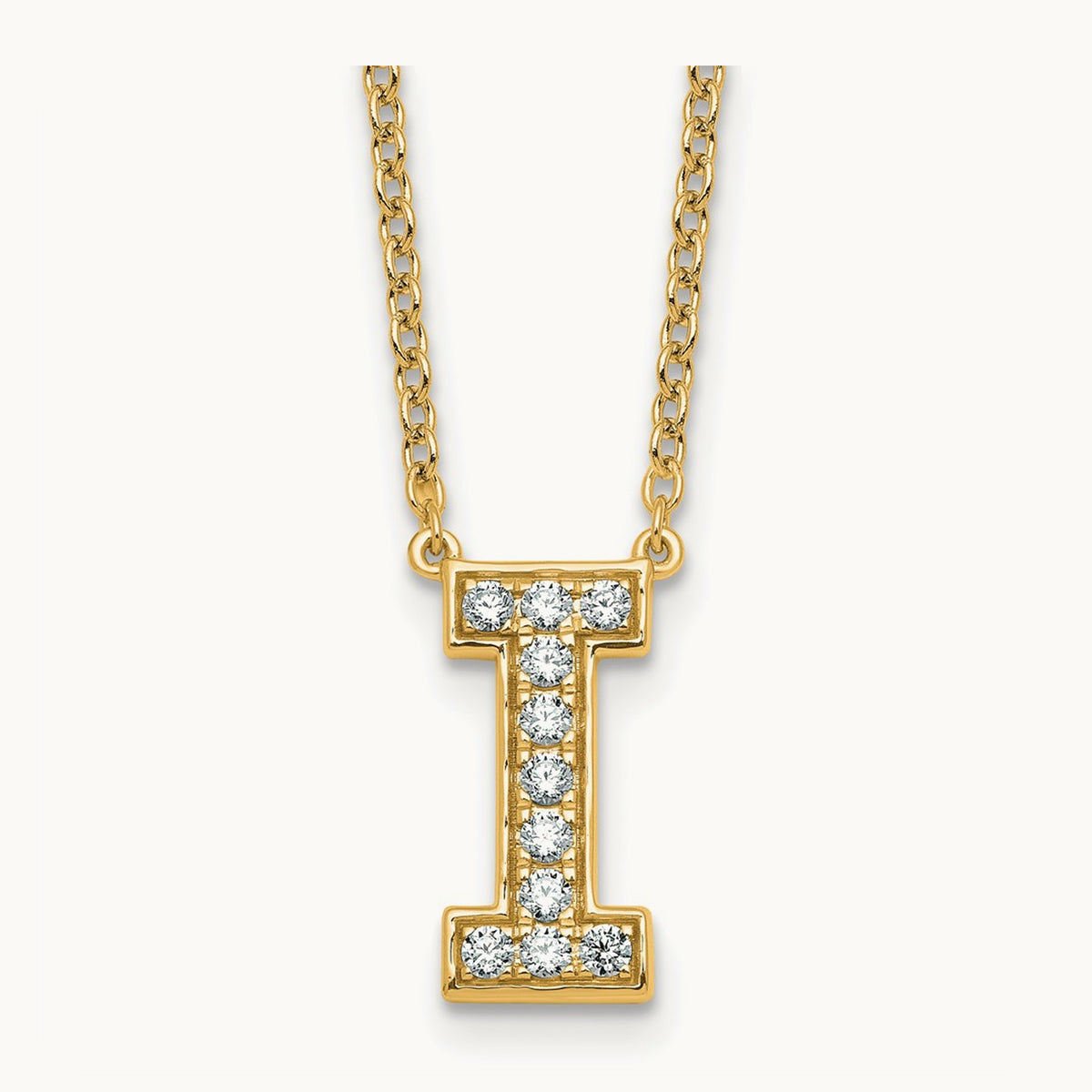 Initial Necklace — 14K Yellow Gold, I, 1/4 ct