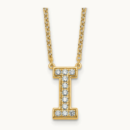 Initial Necklace — 14K Yellow Gold, I, 1/4 ct