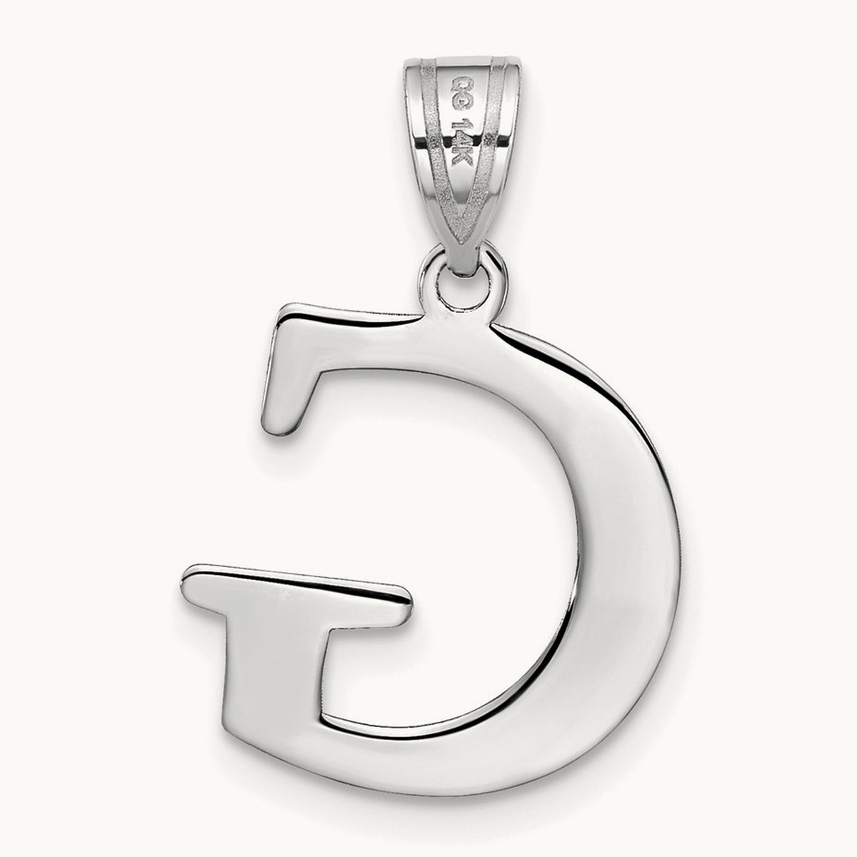 Polished Etched Letter G Initial Pendant, 14K White Gold