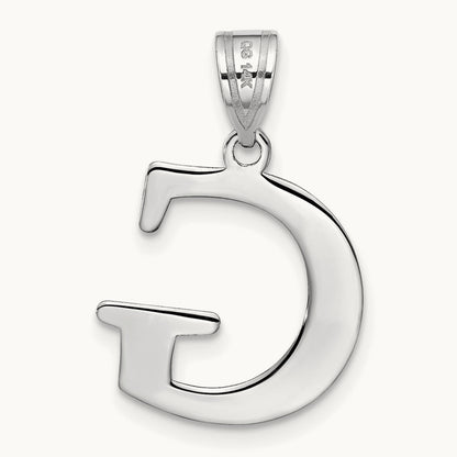 Polished Etched Letter G Initial Pendant, 14K White Gold