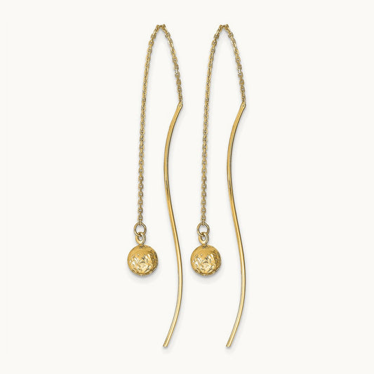 Polished D/C Threader Earrings, 14K — Leslie's