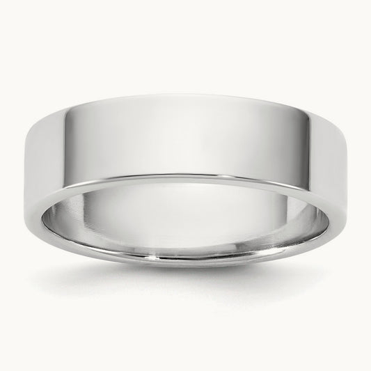 Lightweight Flat Band, 5.5mm, 10K White Gold