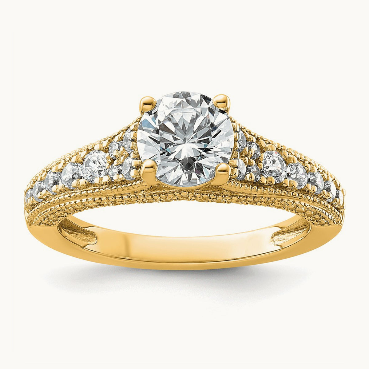 Round Engagement Ring, 1.50 ct tw Lab-Grown Diamond — 14K Yellow Gold