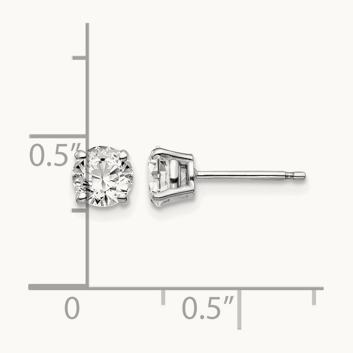 Round Diamond Stud Earrings — 14K White Gold, 1.00 ct tw, I1 J-K · push back