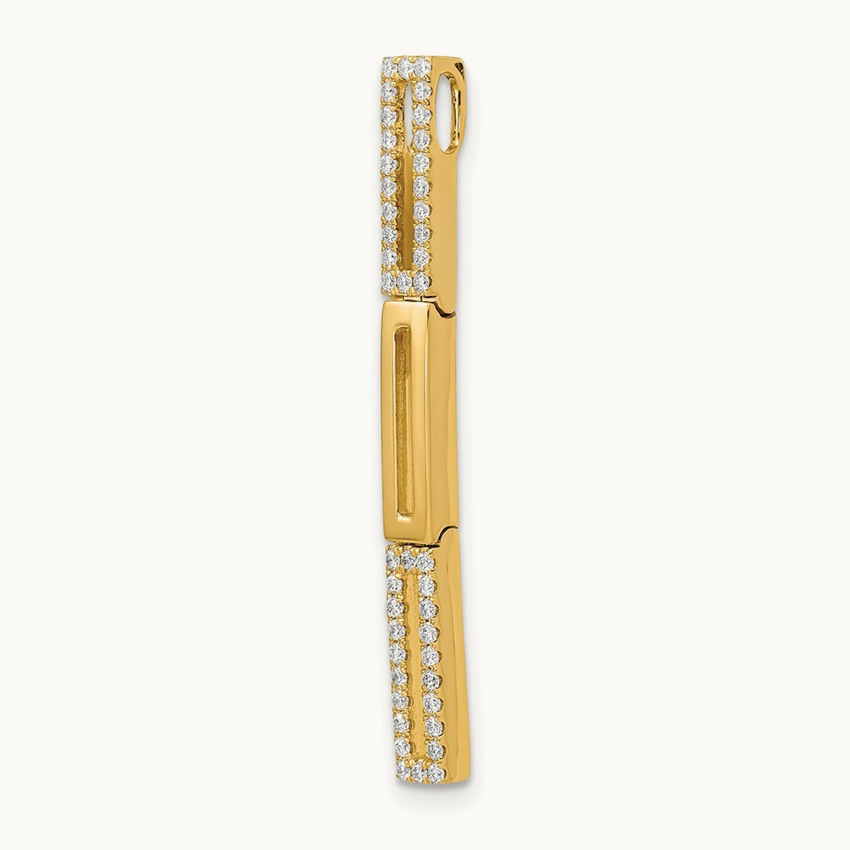 Polished Rectangle Link Diamond Chain Slide Pendant, 14K