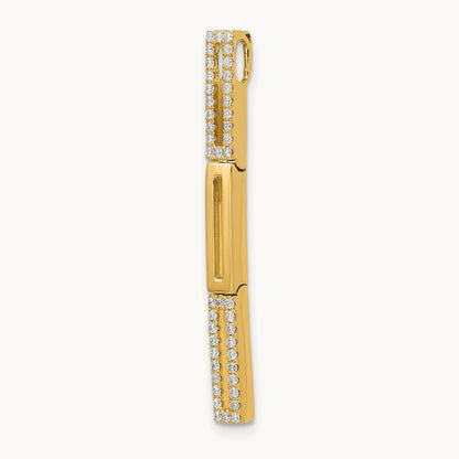 Polished Rectangle Link Diamond Chain Slide Pendant, 14K