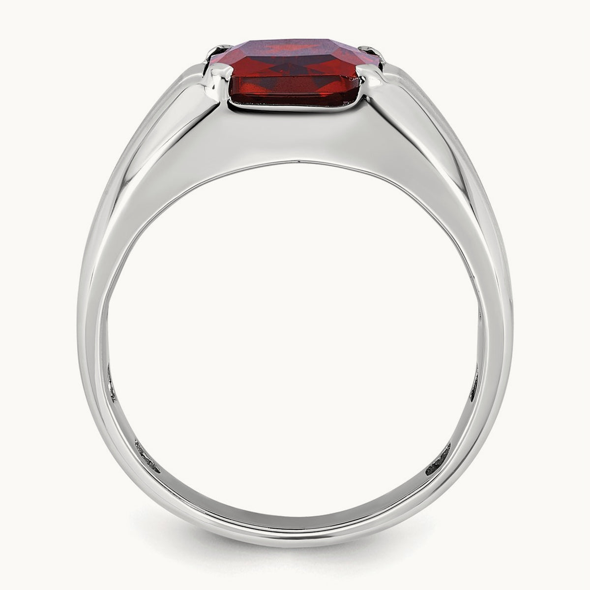 IBGoodman Men's Created Garnet and Diamond Complete Ring, 14K White Gold