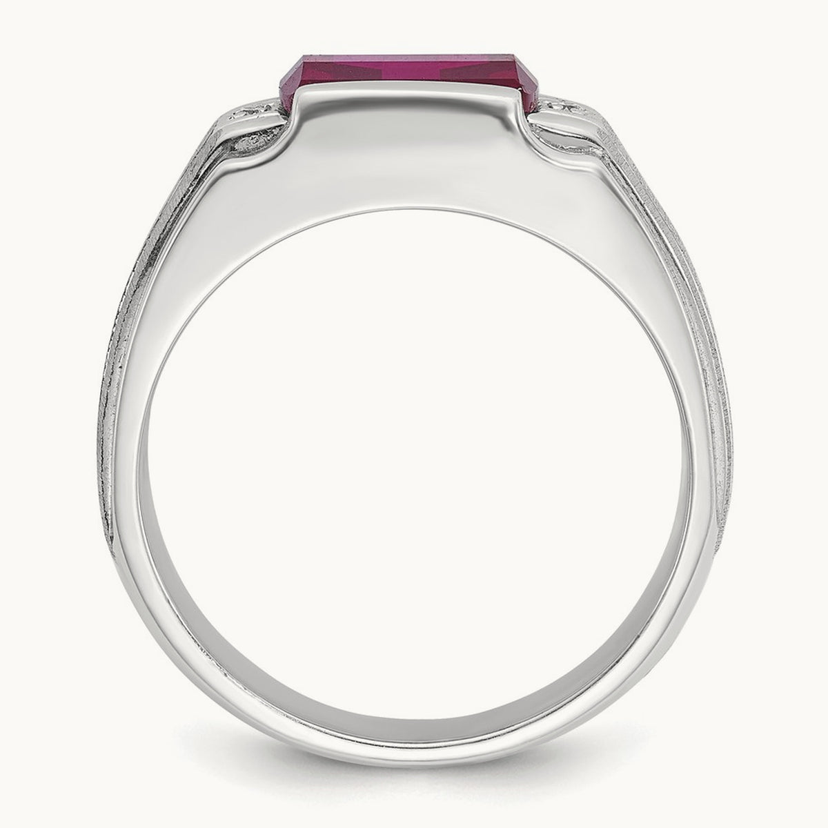 IBGoodman Satin Cr. Ruby/Diamond Complete Ring, 14K White Gold