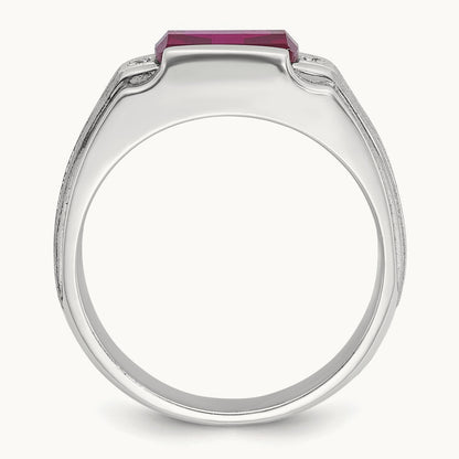 IBGoodman Satin Cr. Ruby/Diamond Complete Ring, 14K White Gold