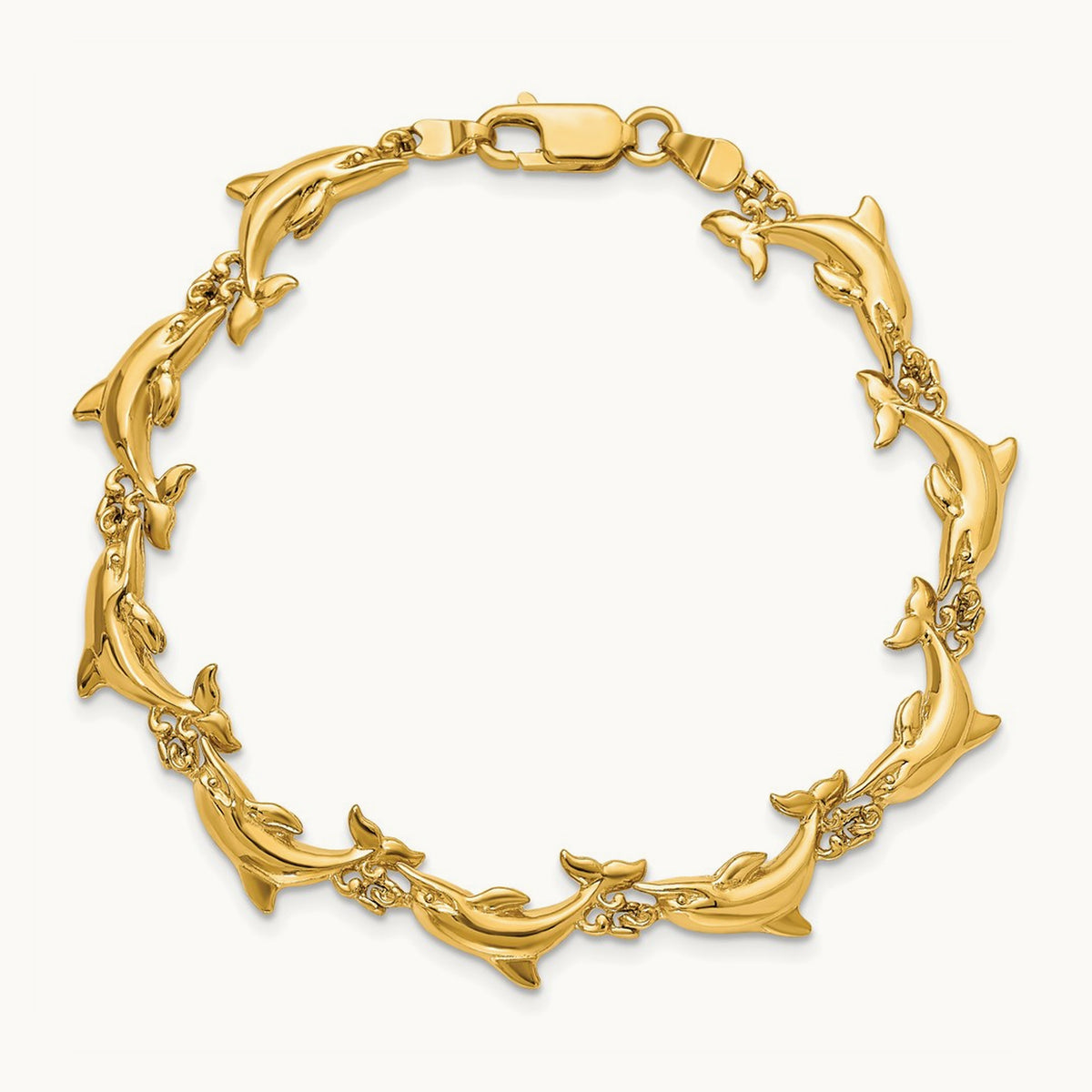 Polished Dolphin Bracelet, 14K