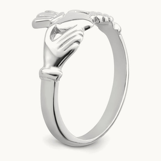 Polished Claddagh Ring, 14K White Gold