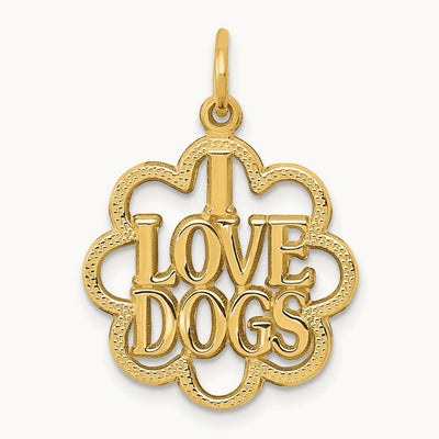 I LOVE DOGS Charm, 14K