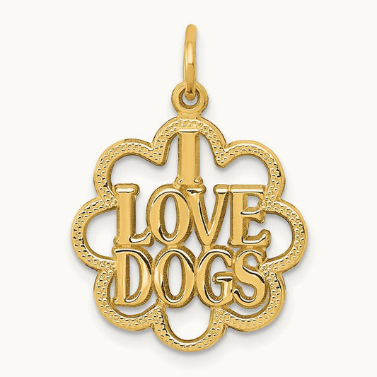 I LOVE DOGS Charm, 14K