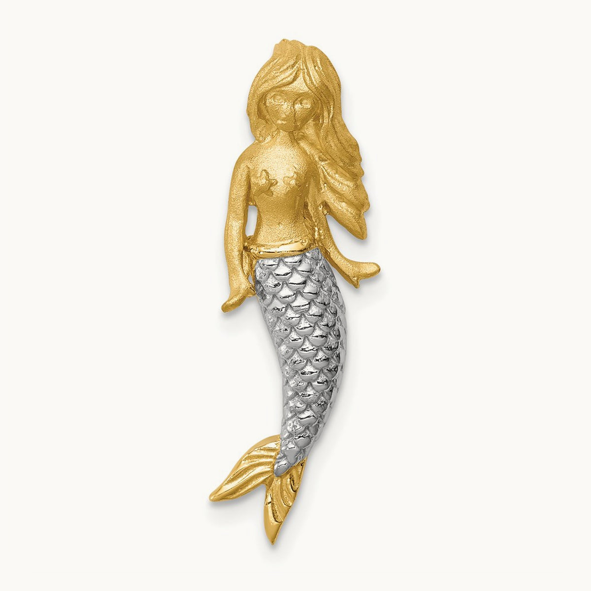 & White Rhodium Brushed Mermaid Slide, 14K