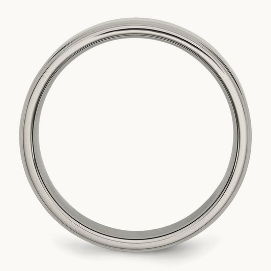 Polished Ridged Edge Band, 7mm, Titanium