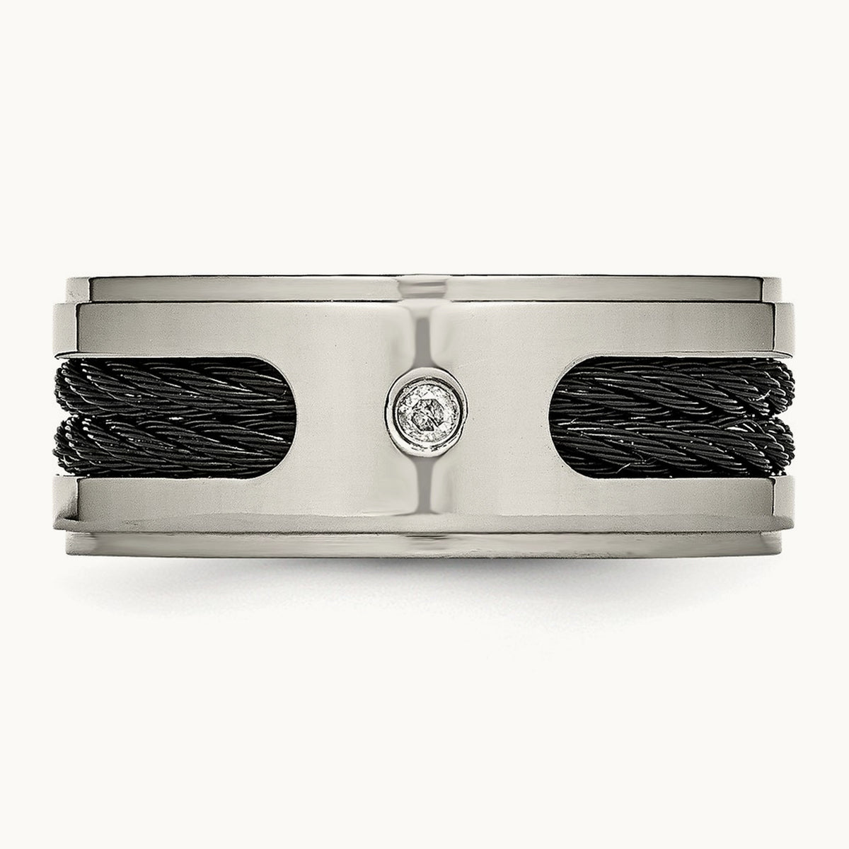 Polished Black IP-plated Cables Diamond Band — photo set
