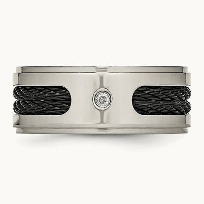 Polished Black IP-plated Cables Diamond Band — photo set