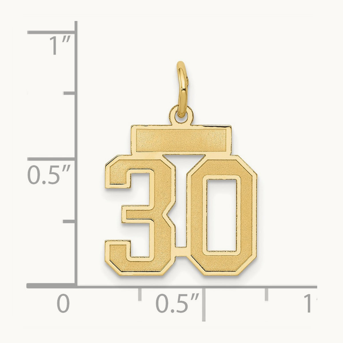 Small Satin Number 30 Charm, 14K