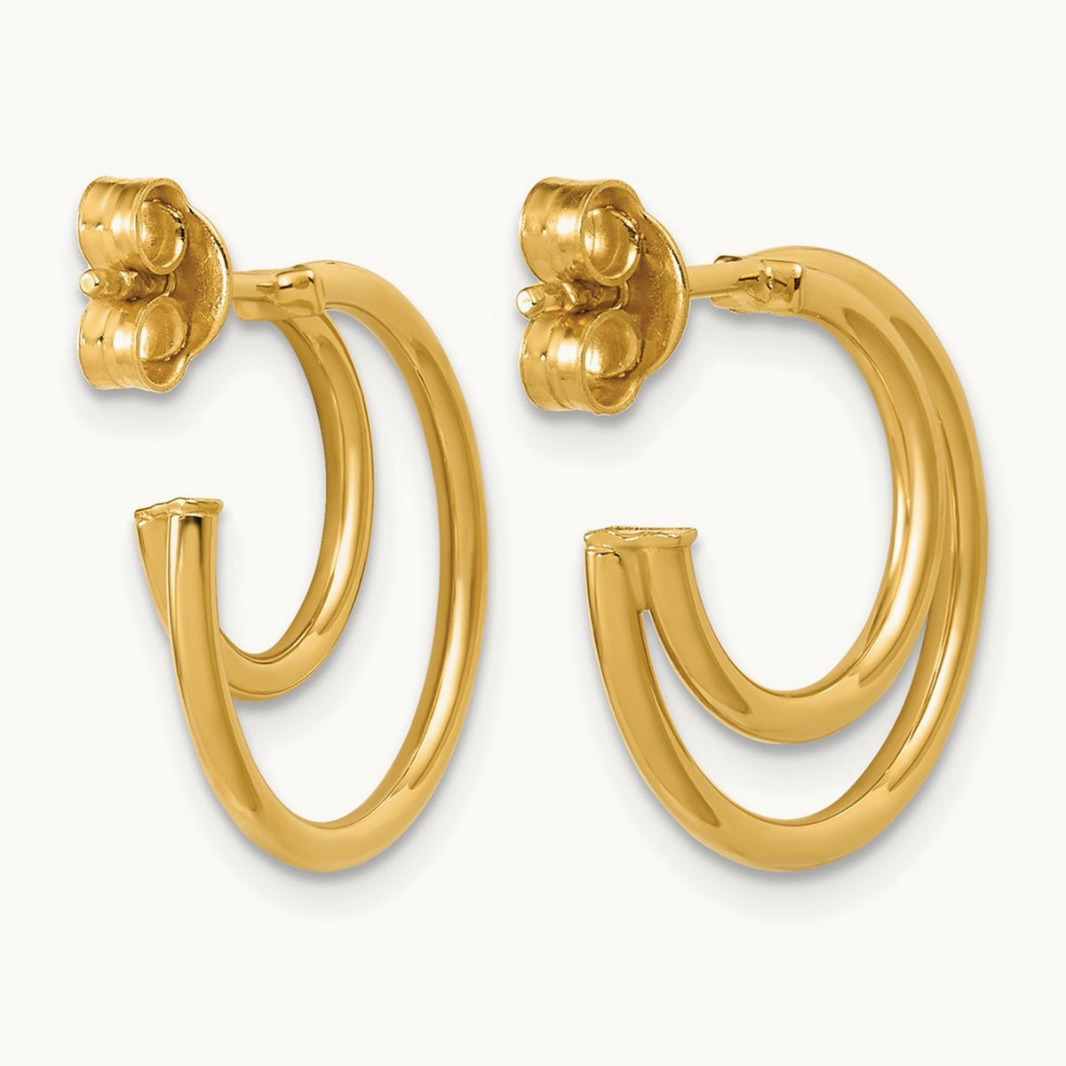 w/ Polished 2-Row J-Hoop Post Earrings — Leslie's — 14K Yellow Gold, 17mm