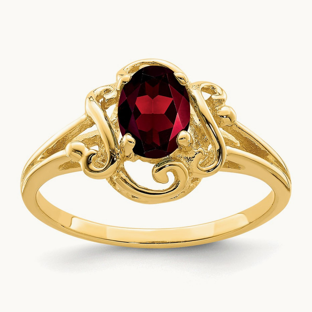 7x5mm Oval Garnet ring, 14K